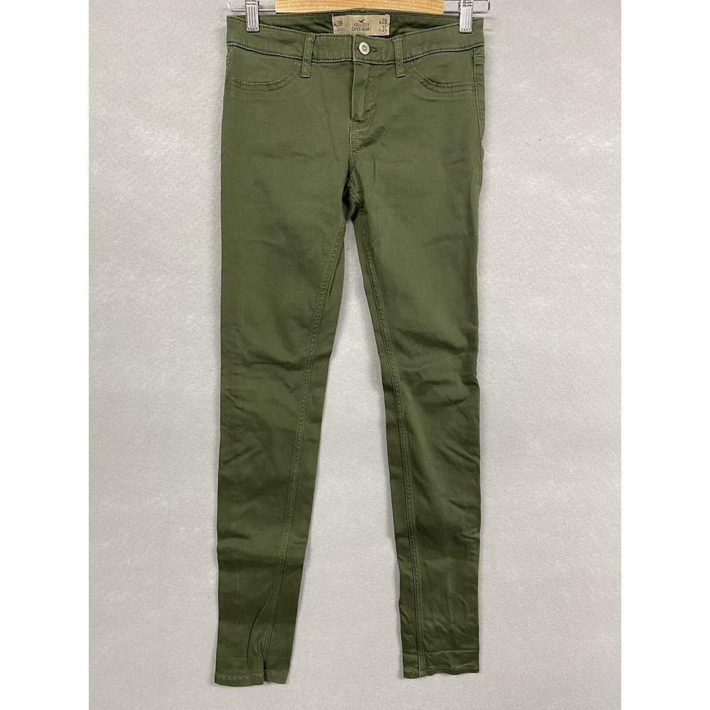 Hollister Women 3R Super Skinny Jeans Army Green Stretch Casual Slim Pant